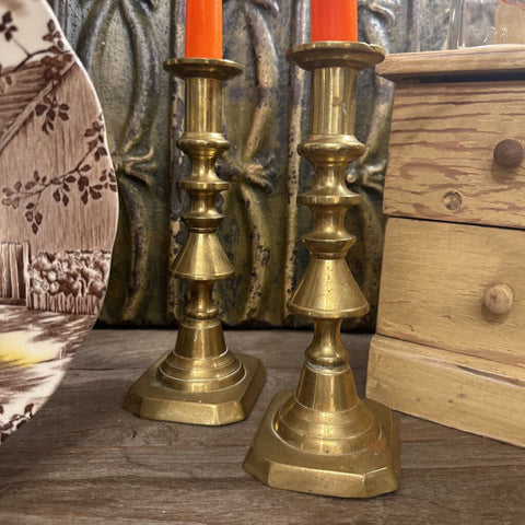 8" PAIR BRASS CANDLESTICKS