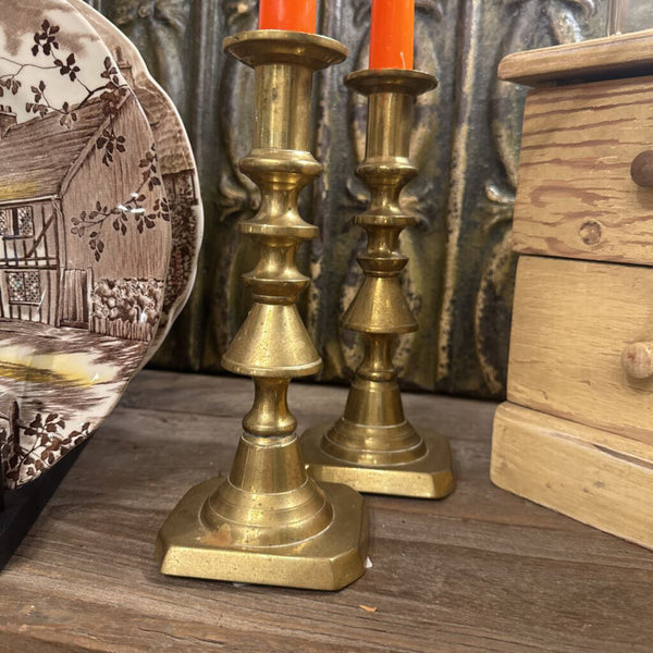 8" PAIR BRASS CANDLESTICKS