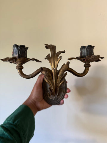 Antique double arm mini wall sconces (as-is)
