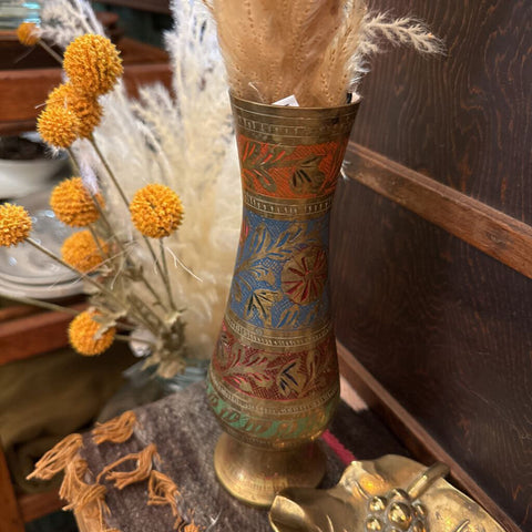 Etched Brass Vase