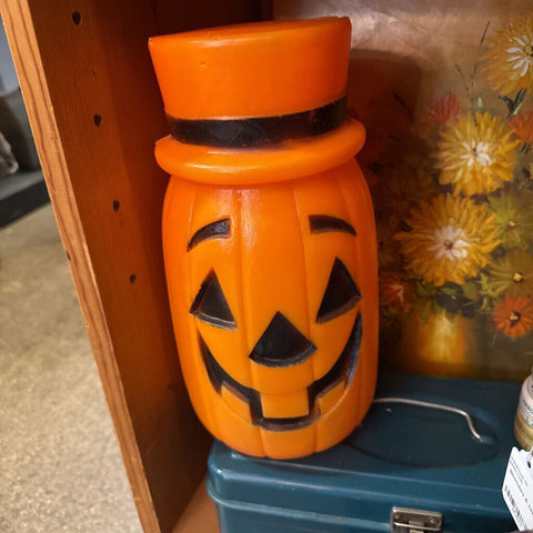 Pumpkin Blow Mold with Top Hat as found