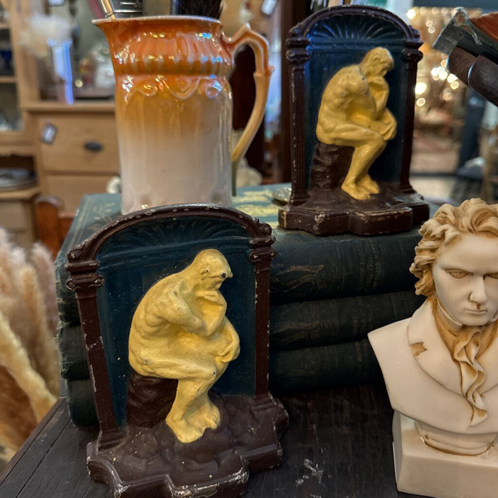 Cast Iron Thinking Man Bookends