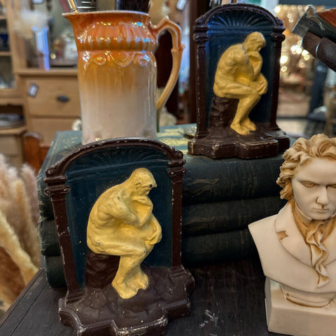 Cast Iron Thinking Man Bookends