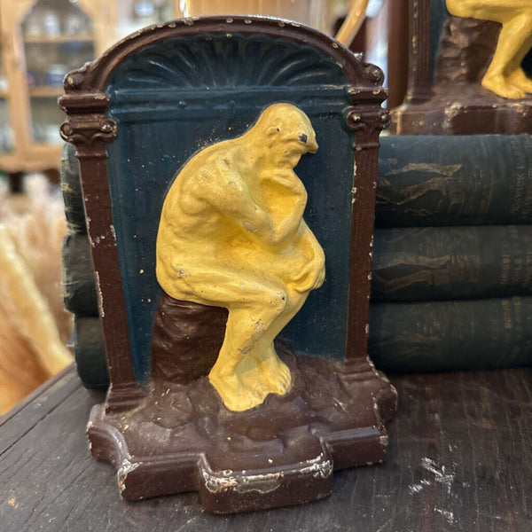 Cast Iron Thinking Man Bookends