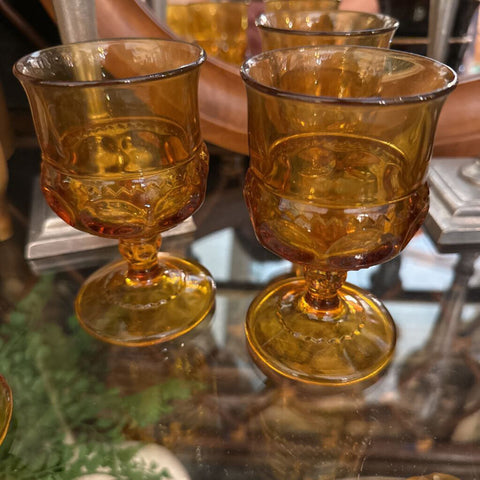 Set of 4 Amber Goblets