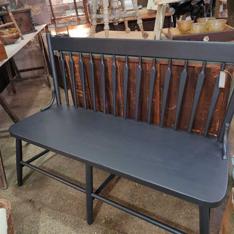 Nice Black Painted Oak Bench