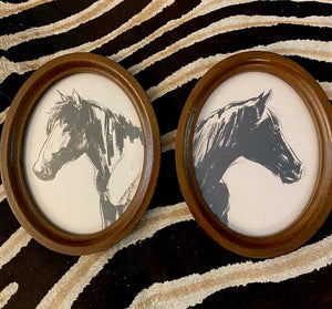 Vintage Horse Silhouette Artwork (PAIR) 9.5" x 12"