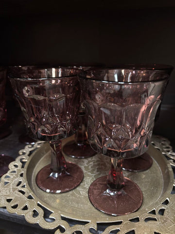 Set of 8 Vintage Noritake Perspective Amethyst Glasses Goblets