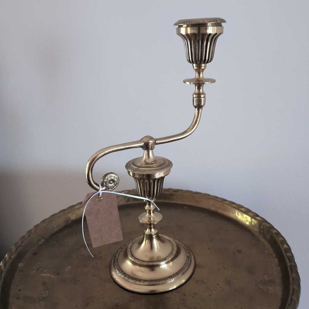 Antique Solid Brass Weighted Piano Candlestick.. 12 in Neoclassical