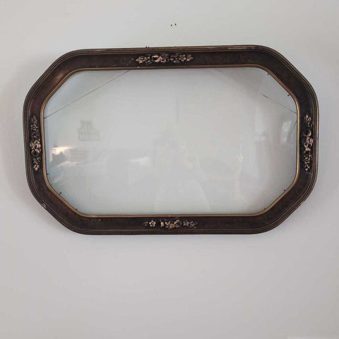 Pretty Vintage Rectangular Wooden Frame w/Glass. 22x19.