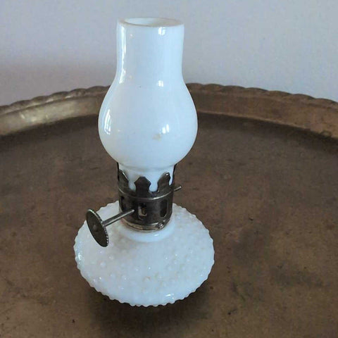 Vintage Mini Milk Glass Oil Lamp. 4 inches
