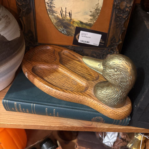 Wood and Brass Duck Tray