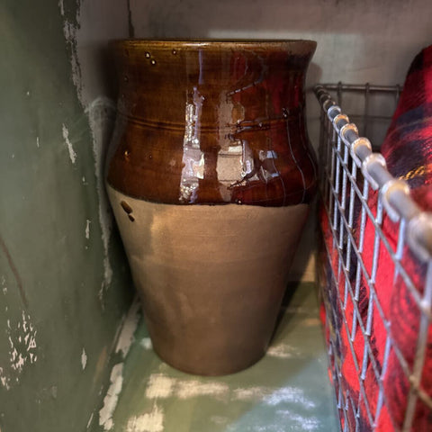 Brown Dipped Pottery Vase