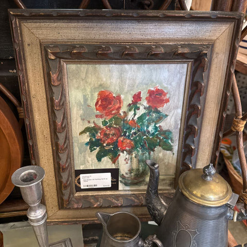 Red Roses Oil Painting 13x15 as found
