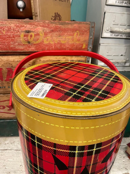 Jens Fresh Vintage ~ Vintage Large 4 Gallon Skotch Plaid Cooler - jack-o'-lantern face