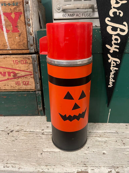 Jens Fresh Vintage ~ vintage thermos repurpose jack-o'-lantern sticker