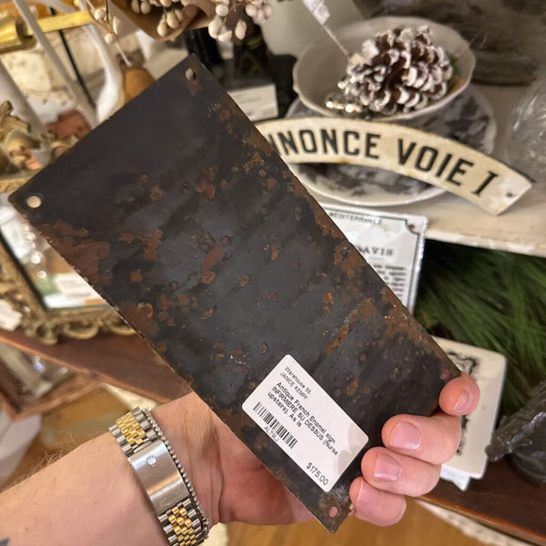 Antique French Enamel sign INFIRMIERE SU DESSUS (Nurse upstairs). As is