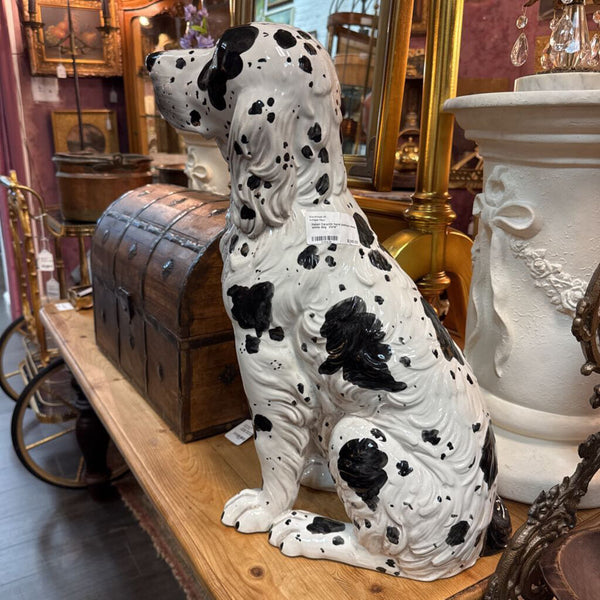 Italian Ceramic hand painted black white dog