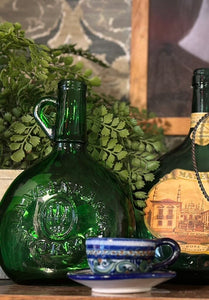 Vintage green glass bottle