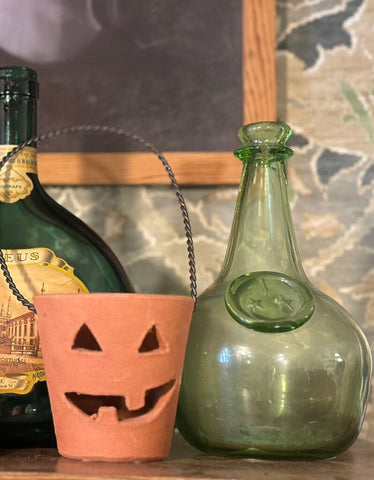 Vintage green glass bottle