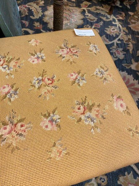 Vintage Floral Needlepoint Bench 19"h x 15"d x 28"w