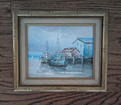 Vintage Framed Ship.Oil 13x11