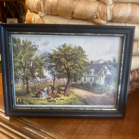 Vintage Currier and Ives "American Homestead Autumn" 7.5" x 5.5"