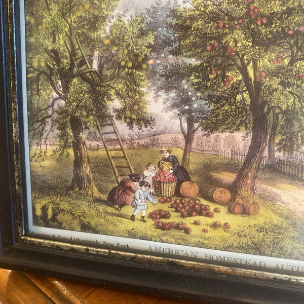 Vintage Currier and Ives "American Homestead Autumn" 7.5" x 5.5"