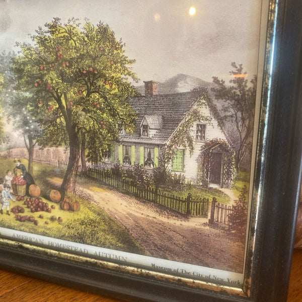 Vintage Currier and Ives "American Homestead Autumn" 7.5" x 5.5"