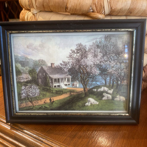 Vintage Currier and Ives "American Homestead Spring" 7.5 x 5.5"