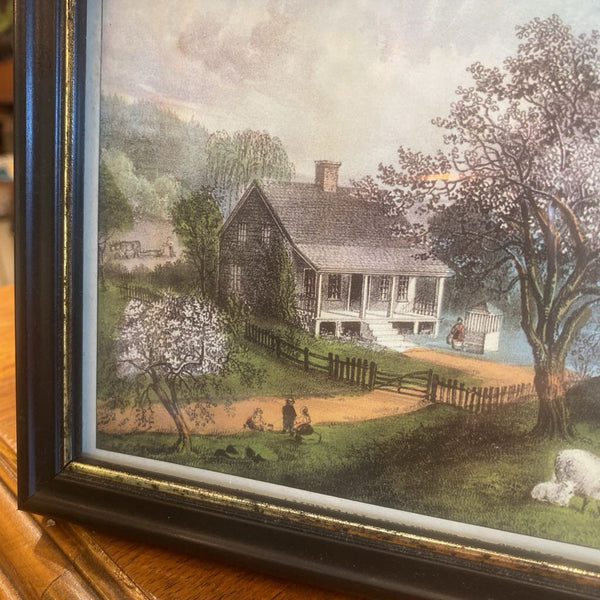 Vintage Currier and Ives "American Homestead Spring" 7.5 x 5.5"