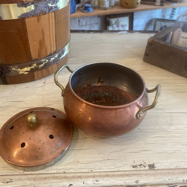 Vintage Copper Potpourri Pot 6.5 x 5