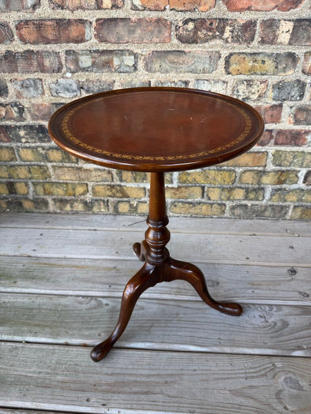 Wood and leather top side table