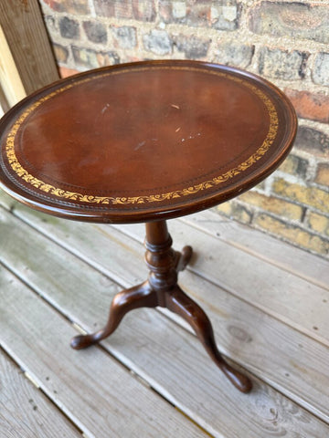 Wood and leather top side table