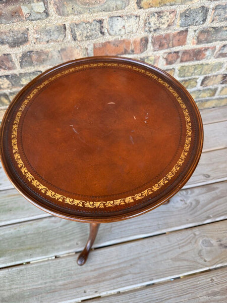 Wood and leather top side table