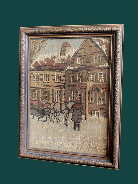 1920's "La France Textiles” French Tapestry Framed Artwork 8.5" x 11"