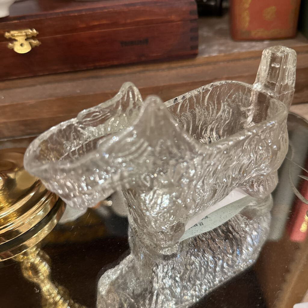 Glass Scotty candy holder