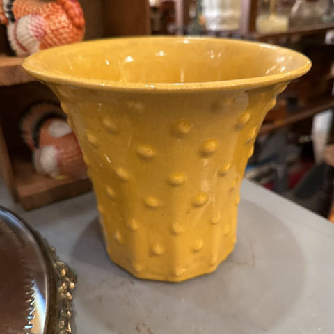 Nelson McCoy Yellow polka dot pot as found