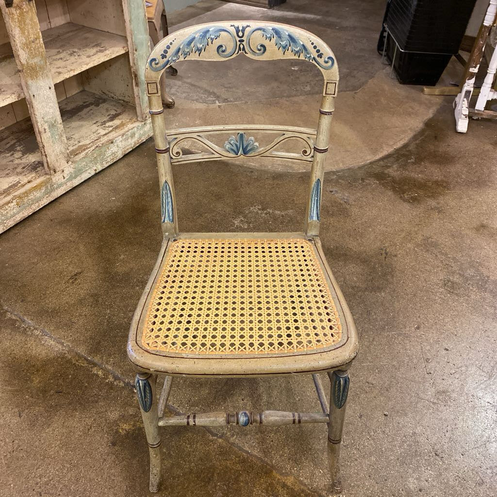 Vintage Hand Painted Rattan Chair 16w x 17" (chair height) x 31"h