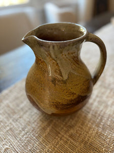 Pottery Tan Brown Pitcher 8H