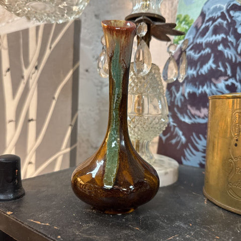 Small Drip Glaze Pottery 7" tall W1900