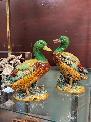 Pair of Large Colorful Ducks 11.5" and 10" tall W1904
