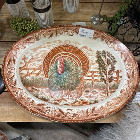 Vintage Thanksgiving turkey platter Eddie Bauer
