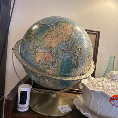 Vintage Rand McNally globe metal base as is