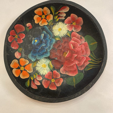 Vintage Hand Painted Wood Tray 15"