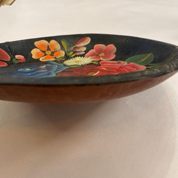 Vintage Hand Painted Wood Tray 15"