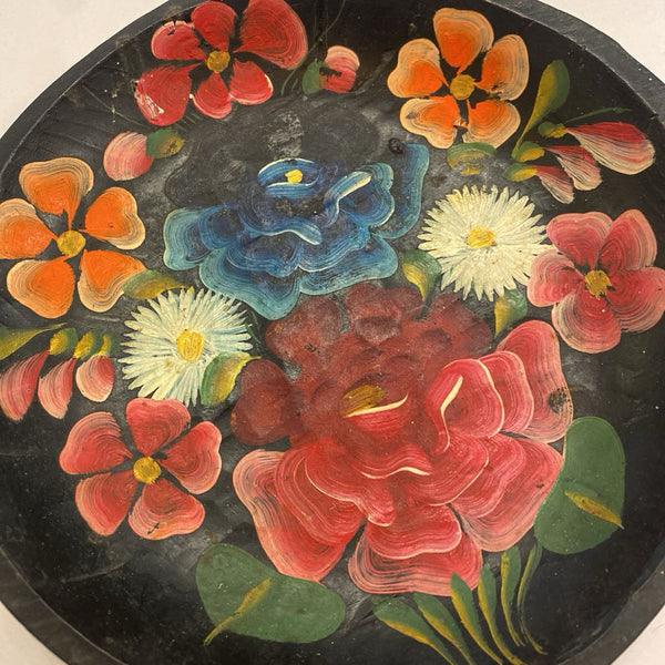 Vintage Hand Painted Wood Tray 15"