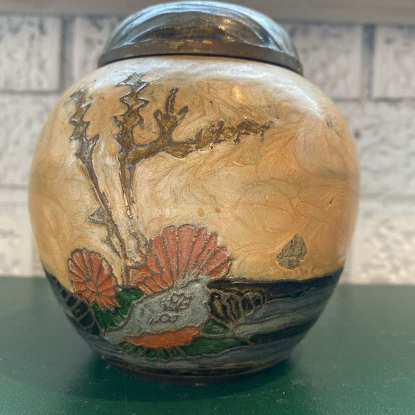 Vintage Ginger Jar Cloisonne Enamel Brass 4.5 Vase