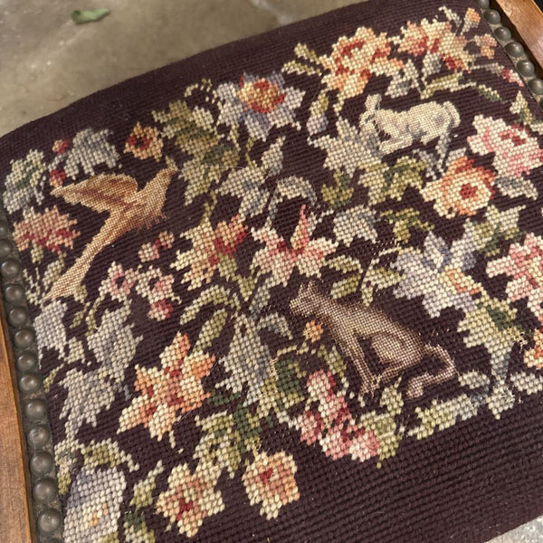NEEDLEPOINT FOOTSTOOL