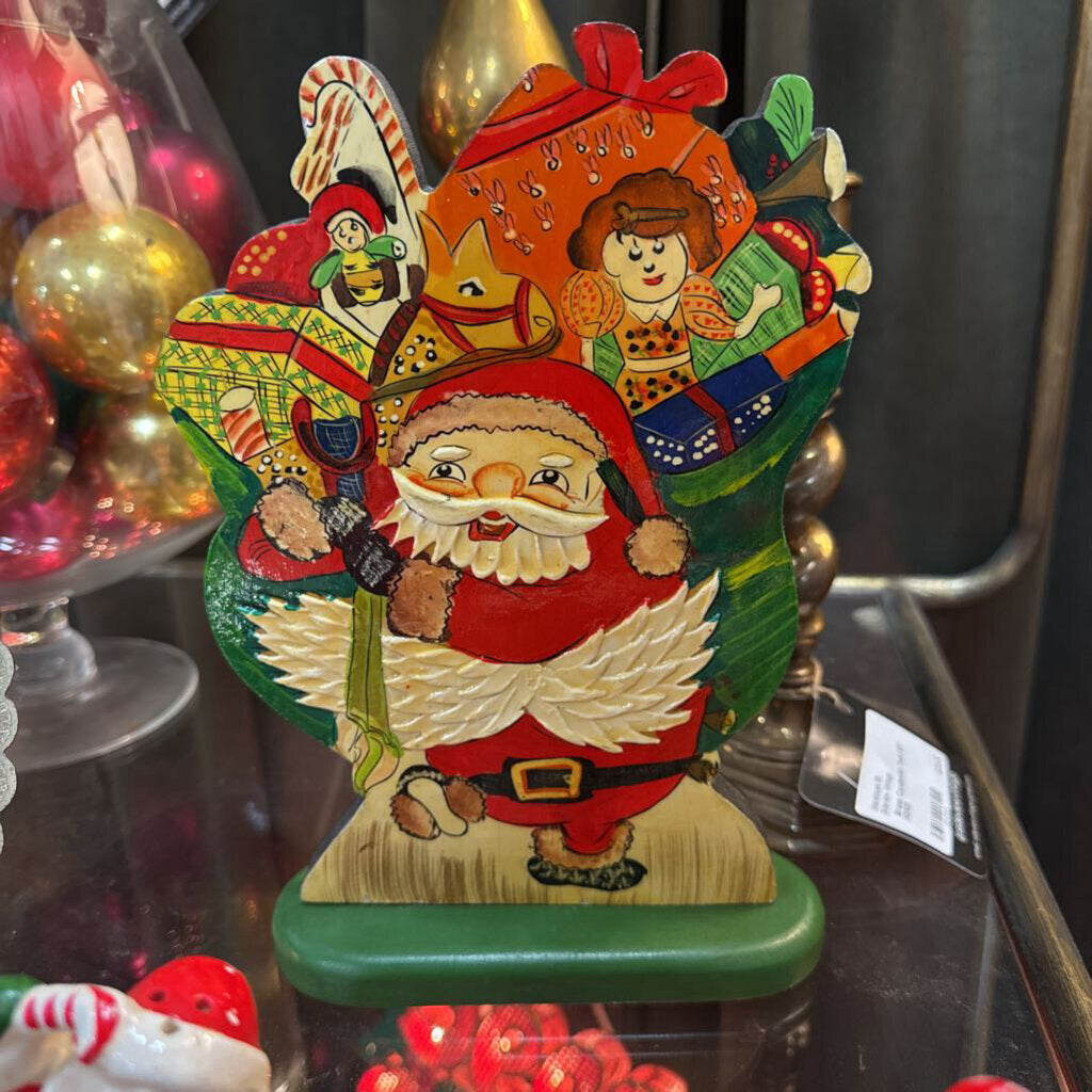 Wooden Santa with Toy Sack 9.5" tall H3036